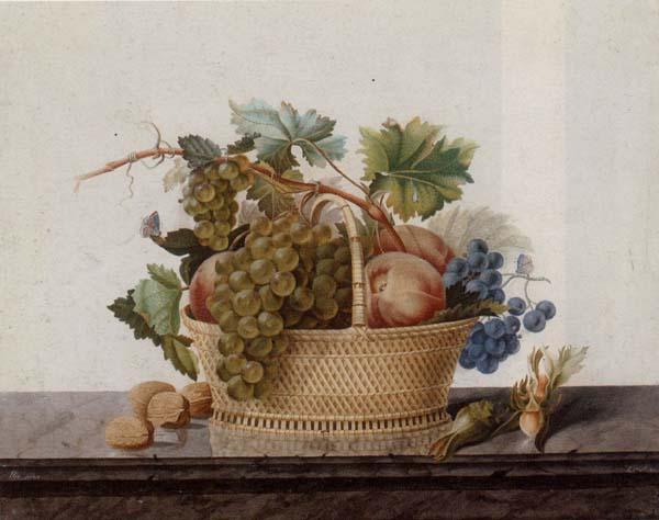 Madame Elie Still life of fruit in a bowl,upon a stone ledge France oil painting art